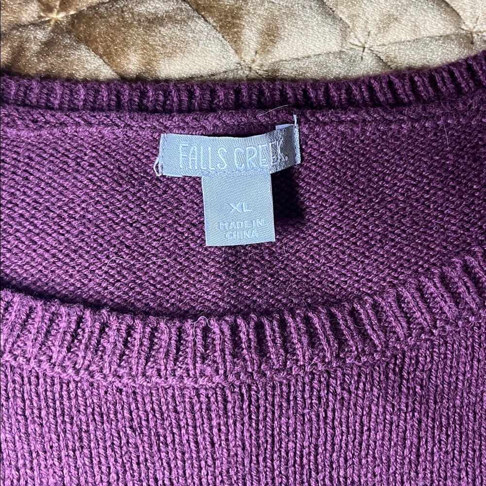 Falls Creek Burgundy Sweater with Dog Design - Picture 2 of 4